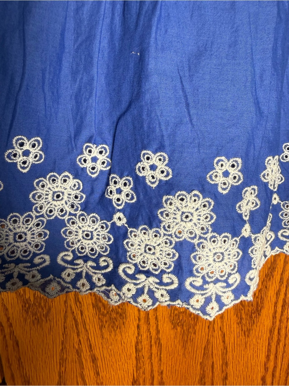 Boden Royal Blue Tiered Midi Skirt with White Eyelet - Picture 2 of 4